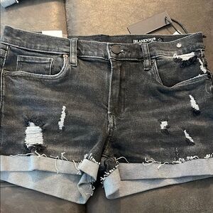 Blank NYC Distressed Black Denim Shorts